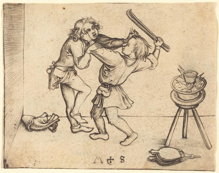 Apprentices Fighting by Martin Schongauer, c. 1480