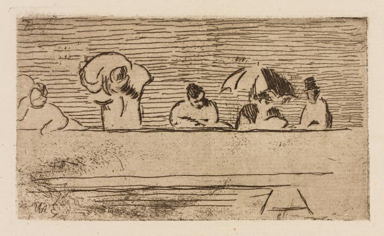 The Parapet of the Bridge, plate 5 from Le Fleuve by Édouard Manet. 1874.