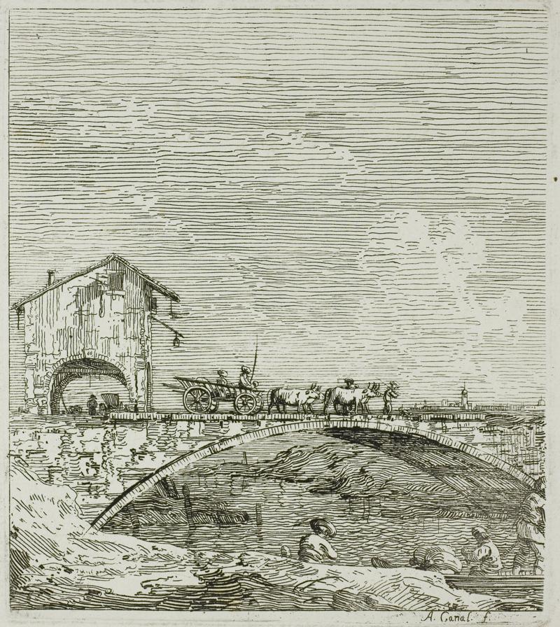 The Wagon Passing over a Bridge, from Vedute, by Canaletto. 1735/44.